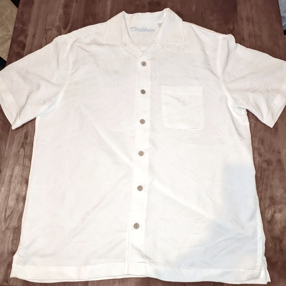 EUC Caribbean Casual White Short Sleeve Shirt Mens Size L - Picture 2 of 8